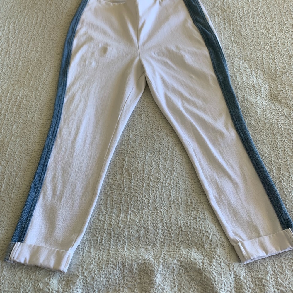 Lysse Venice Cuff Cropped Leggings White Denim Jeggings Crop Capri NWT Small S